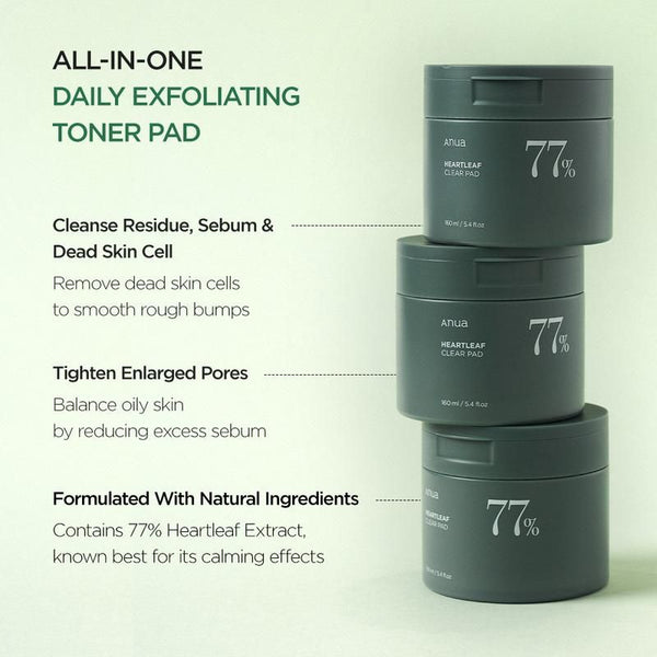 Anua Heartleaf 77% Soothing Clear Pad – Calming Toner Pads for Sensitive Skin