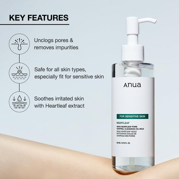 Anua Heartleaf Pore Control Cleansing Oil – Mild | For Sensitive Skin